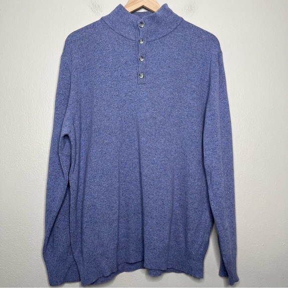 Giada Moda Italia Wool Sweater XL Henley Button Mock Neck Women Splatter Print - Picture 1 of 9